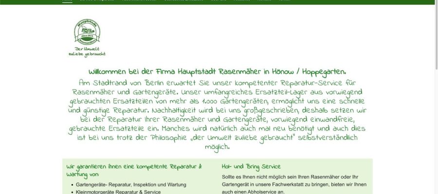 Screenshot für die Seite hauptstadt-rasenmaeher.de