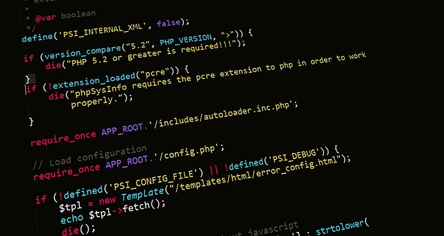 Screenshot einer Entwicklungsumgebung mit php code
